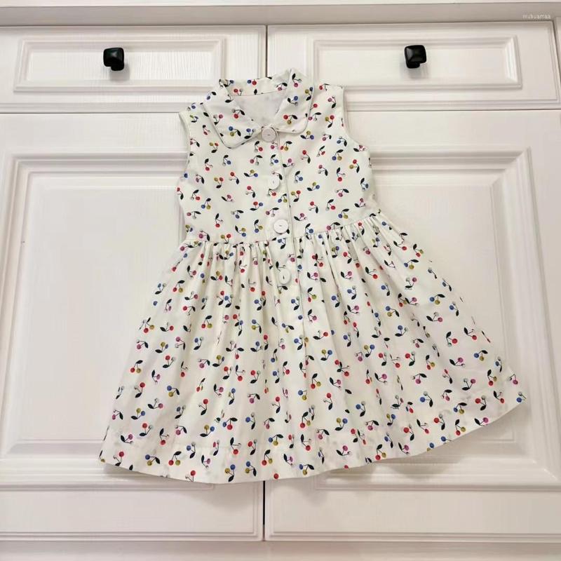 

Girl Dresses 2023 BP Summer T-shirt For Girls Cherry Print Dress Children's Set Clothing High Ended, Beige