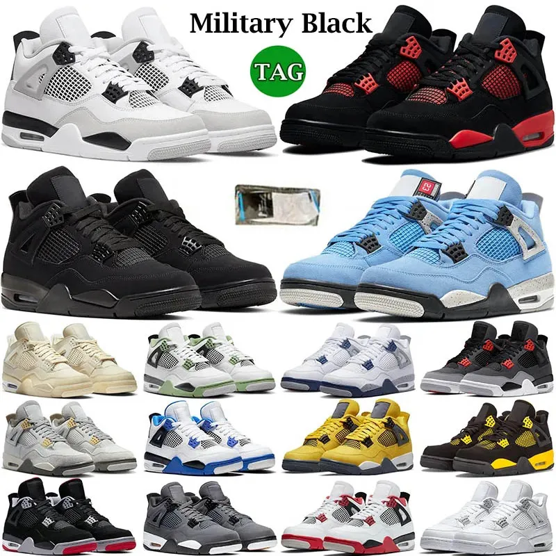 

Jumpman 4s Retro Basketball Shoes Oil Green Black Cat University Blue Milttary Canvas Bred White Oreo Cement Pine Green Red Thunder Men Wome, 35
