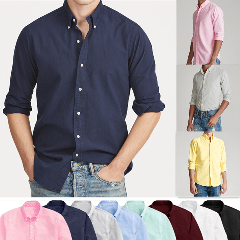 

Men's Casual Shirts Spring Autumn Small Horse Men Long Sleeve 100 Cotton Oxford Shirt Masculina Camisa Classic Style Top 230508