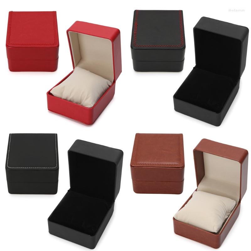 

Watch Boxes Luxury Faux Leather Box Bracelet Bangle Pillow Cushion Display Holder For