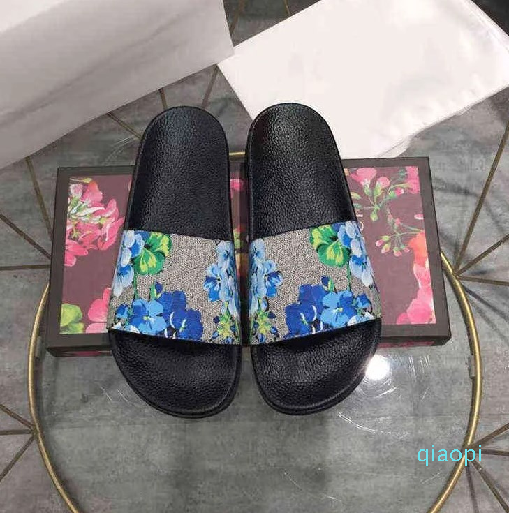 

Mens Designers Slides Womens Slippers Fashion Floral Slipper Leather Rubber Flats Sandals Summer Beach Shoes Loafers, 18