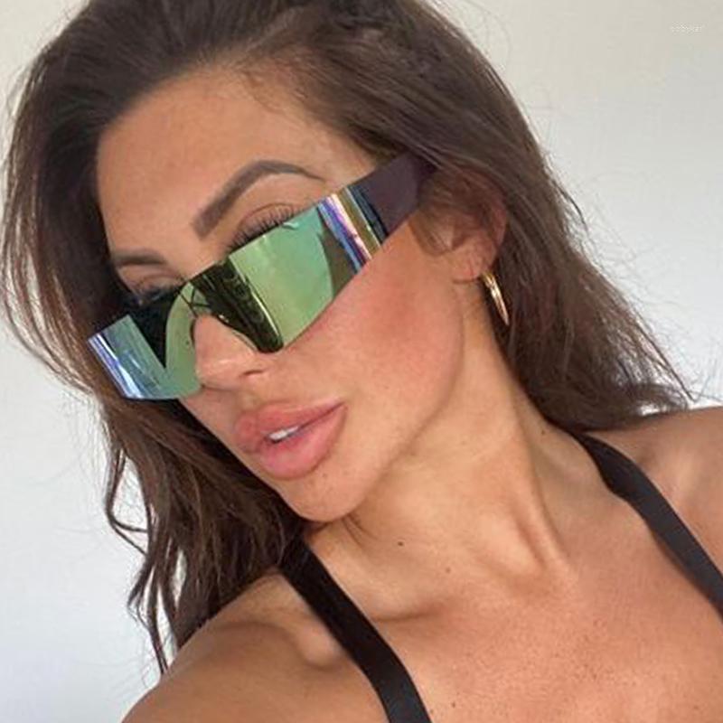 

Sunglasses Trend One Piece Goggle For Women Oversize Rimless Fashion Sun Glasses Punk Eyewear Y2K Mirror Shades Eyeglasses UV400