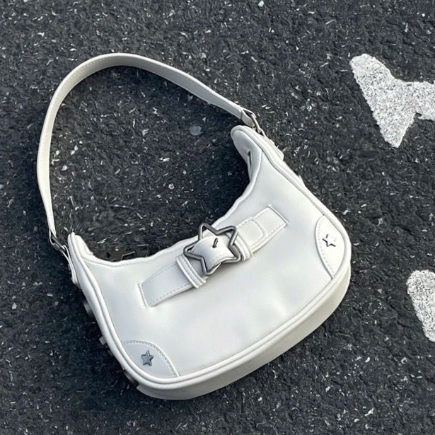 

Evening Bags Vintage Star Handbags for Women Fashion Hobos Shoulder Underarm Bag Ladies Clutch Pu Leather Female Armpit Purses Y2k Cool Bag 230509, White