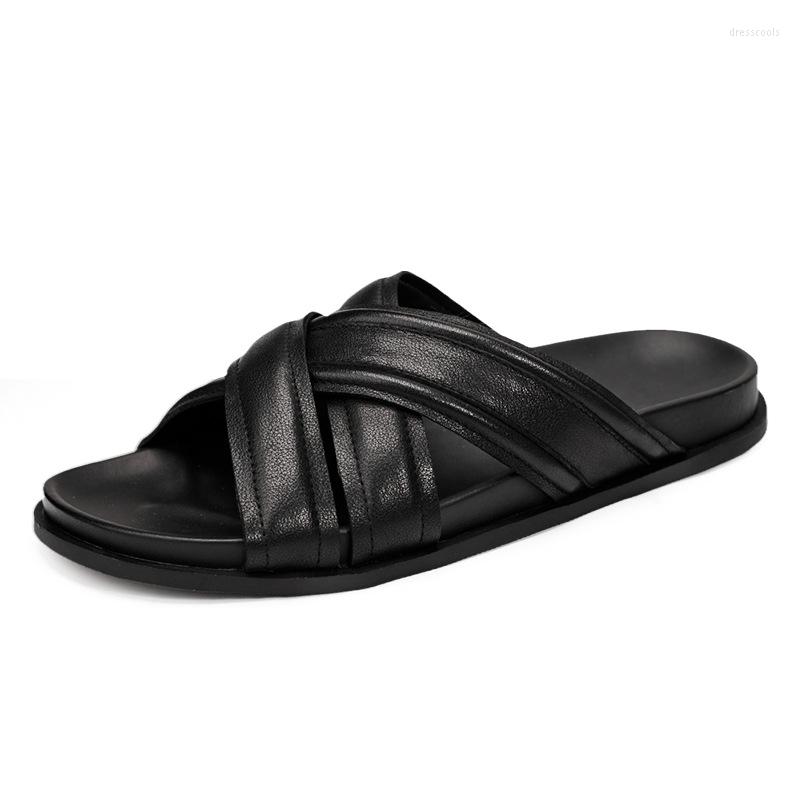

Slippers Spring Autumn Summer Sandals Sneakers Men Flip Flops Casual Shoes Beach Outdoor Anti-skid Designer Cowhide, Brown