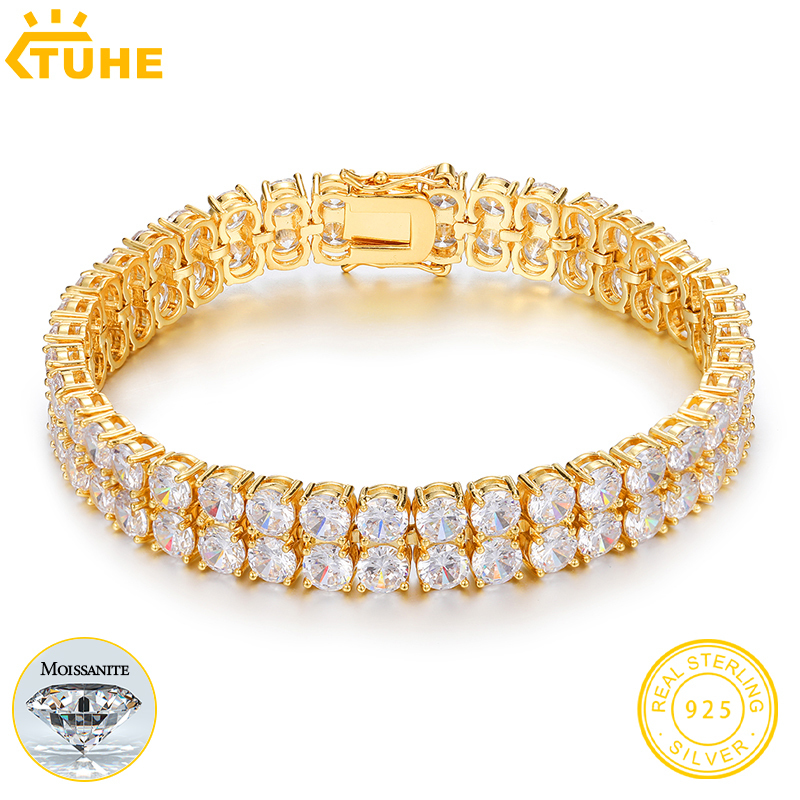 

Chain m5mm VVS1 D Color 2 Row Bracelet Tenni For Men Hip Hop Jewelry S925 Sterling Silver Gifts 230508