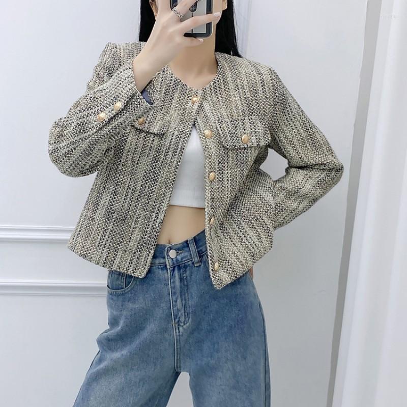 

Women' Jackets Runway Fall Korean Women' Clothes Slim Luxury Tweed Woolen Small Fragrance Elegant Fashion All-Match Coat Chic Jacket, Picture color