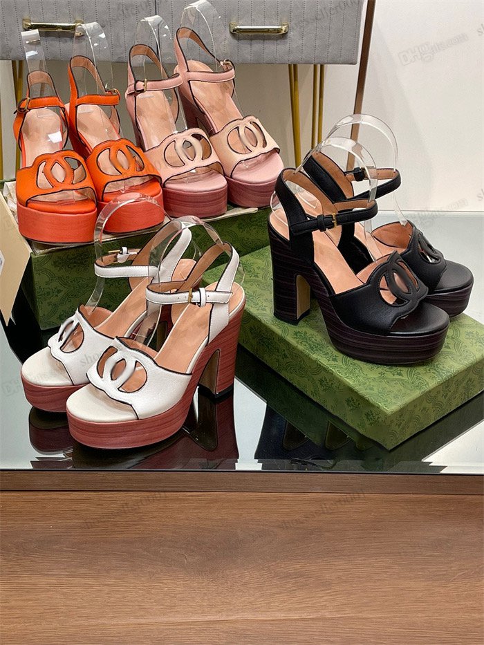 

2023 New Designer for women high heel sandals chunky heel sandals waterproof table open toe buckle comfort shopping banquet leather fashion luxury slipper 35-42