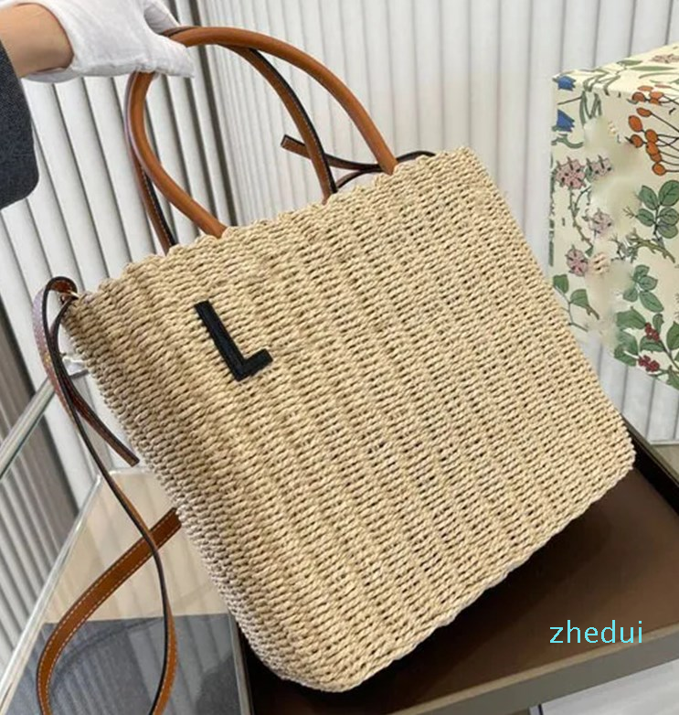 

Designer-Fashion Summer Straw Bag Women Shopping Totes Handbags Travel Crossbody Bags Classic Handbag, Khaki