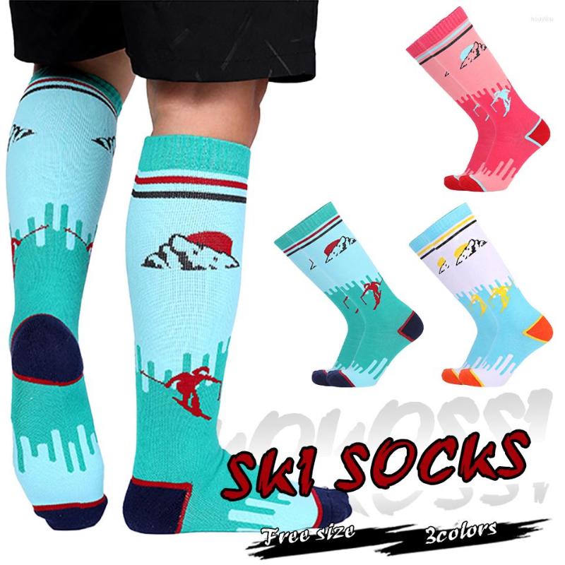 

Sports Socks KoKossi Long Tube Snowboard Winter Wear Resistant Absorb Sweat High Elastic Outdoor Warm Unisex Snow, White blue