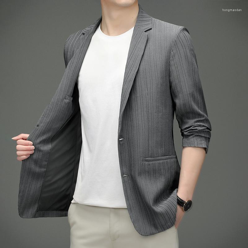 

Men's Suits Mens Quality Casual Classic Gray Black Blazer 2023 Arrivals Spring And Autumn Male Striped Business Luxury Suit Jackets