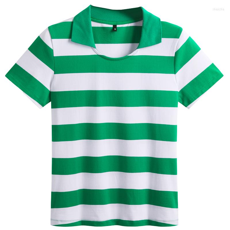 

Women' T Shirts 2023 Summer Turndown Collar T-shirt Striped Shirt Short Sleeve Slim Fit Comfortable Fashion Casual Cotton Women' Top, Black