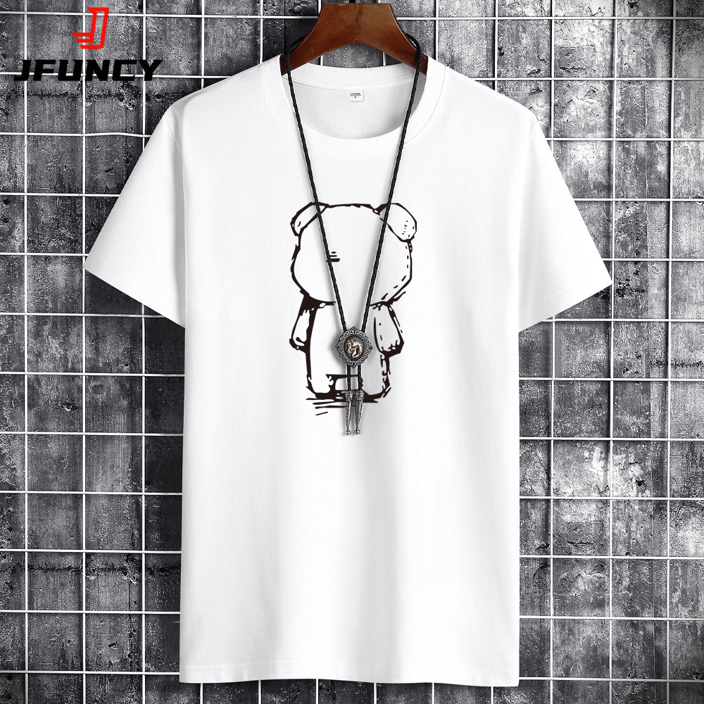 

Men's T-Shirts JFUNCY Summer Men Tops Plus Size S-6XL Loose Short Sleeve Breathable Cotton Man Tshirt Men's Casual Cartoon Print T-shirts 230509, Haze