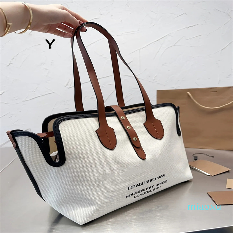 

2023-Women Canvas Large Handbags Tote bag women Shopping Bags Fashion Shoulder Bag Leather Detachable Zipper Storage Bags With Letter Decorate, Black