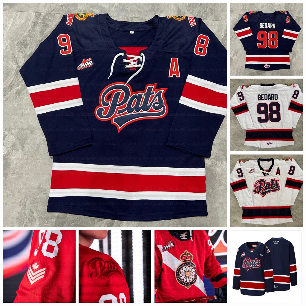 

2021 WHL Regina Pats Hockey Jersey Connor Bedard Carter Massier Zack Smith Cole Carrier Carter Chorney Sloan Stanick Colby Wotton Jakob Brook Logan Nijhoff, White mens s-xxxl
