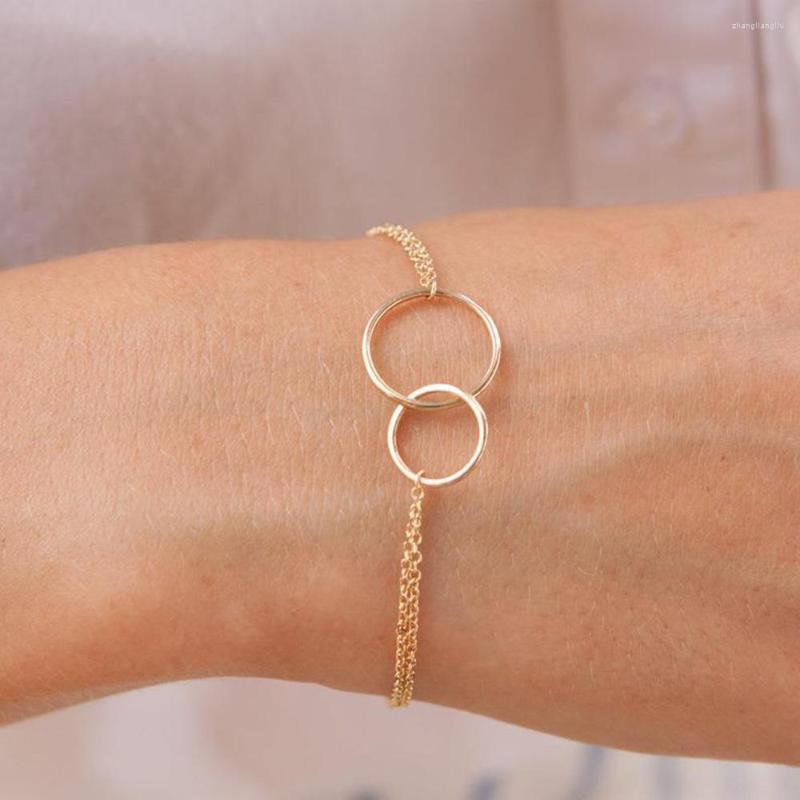 

Link Bracelets Metal Double Circle Bohemian Style 2023 Fashionable And Simple Net Red Jewelry S For Girls