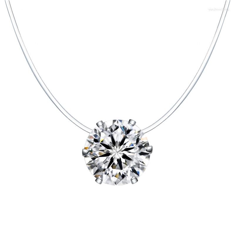

Pendant Necklaces Dayoff Zircon Flower Shape Chokers Transparent Invisible Fishing Line Simple Necklace Jewelry For Women N37