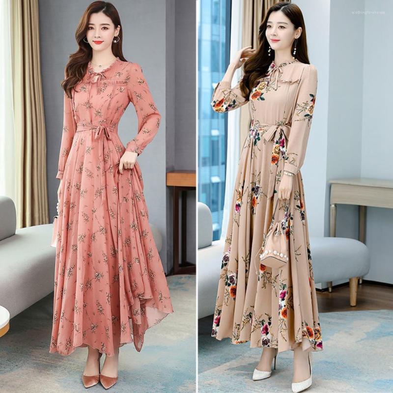 

Casual Dresses Banquet Dress Flower Print Women Maxi Evening Ladies, Black