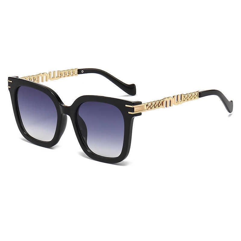 

New square large frame metal hollow chain high-end fashionable and personalized sunglasses 2324
