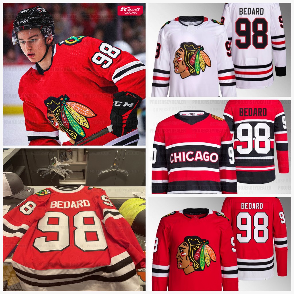 

Blackhawks 98 Connor Bedard 2023 Jersey Jonathan Toews Andreas Athanasiou Seth Jones Andreas Athanasiou Tyler Johnson Chicago Jason Dickinson Kurashev, 2022-23 reverse retro mens s-xxxl