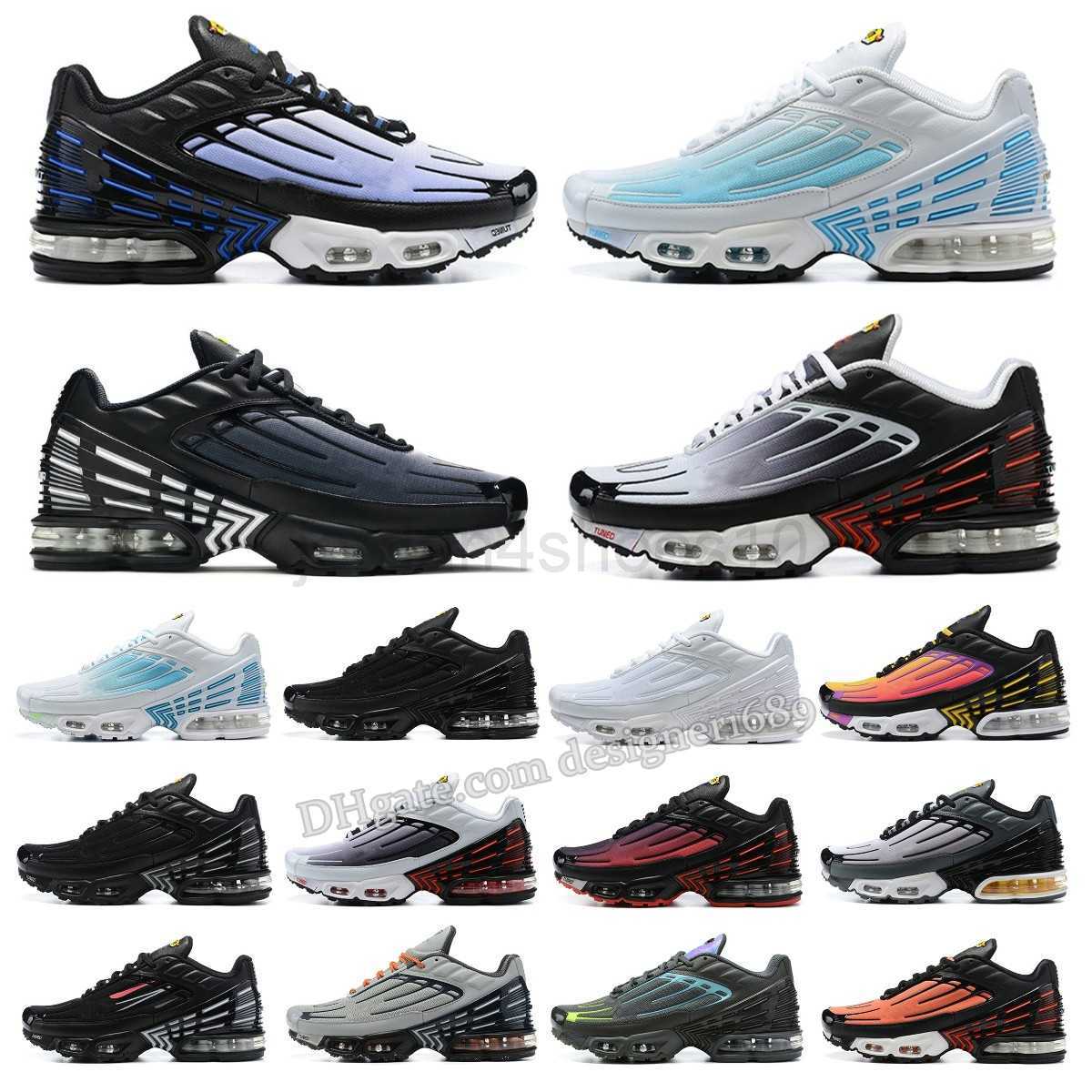 

Top Quality Running Shoes Women Mens TN Plus 3 Tuned III Grey White OG Black Light Bone Laser Blue Green Aqua Rainbow Red tns Trainers Tn3 Runners Sports Sneakers 2.5, T033