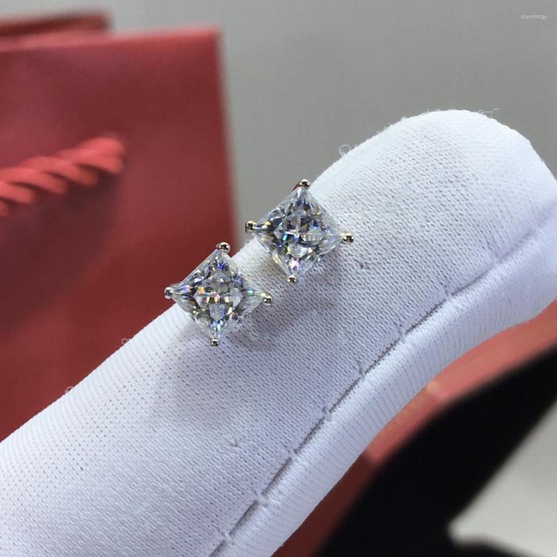 

Stud Earrings Inbeaut 925 Silver Total 4 Ct D Color Pass Diamond Test Square Moissanite Wedding For Women Princess Jewerly Gift