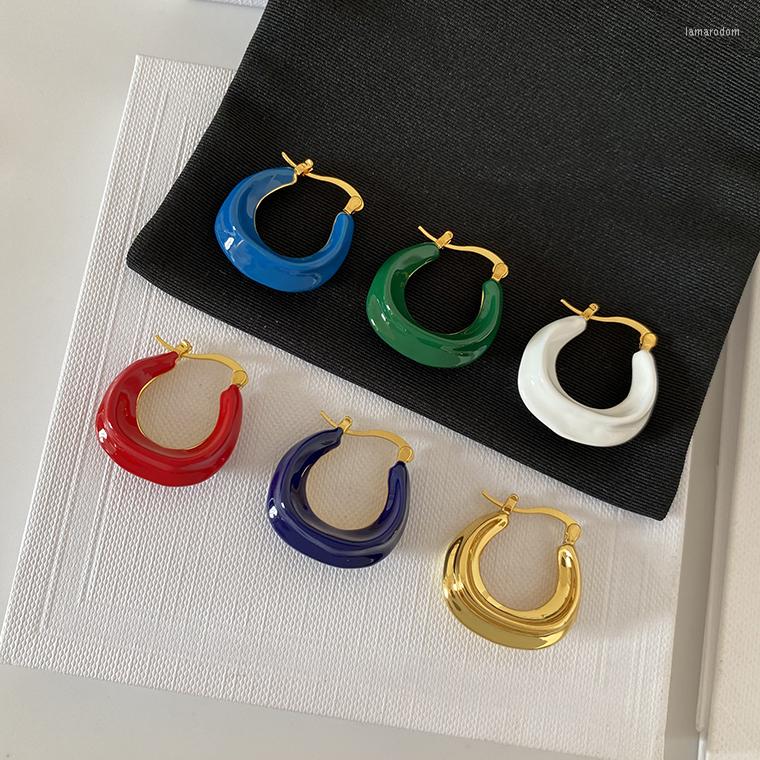 

Dangle Earrings Europe America Designer Jewelry Enamel Metal Colored Circle For Women High Quality Runway Trend