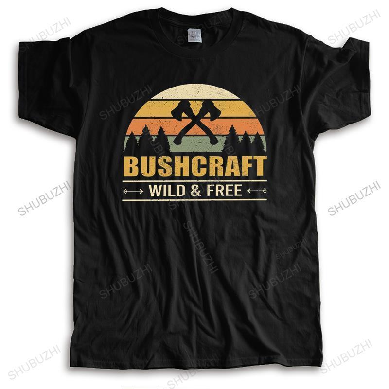 

Men's T-Shirts Bushcraft Wild And Free T Shirt for Men Pure Cotton T-shirt O-neck Short Sleeved Outdoor Survival hiking camping bushcrafter Tee 230509, Armygreen