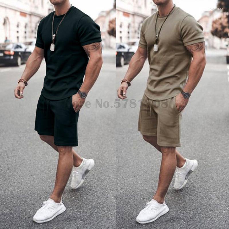 

Men's Tracksuits 2023 Fashion Short-Sleeved T-Shirt Shorts Set Men's Solid Color Leisure Sports Suit Daily Commute Plus Size 5Xl, Black