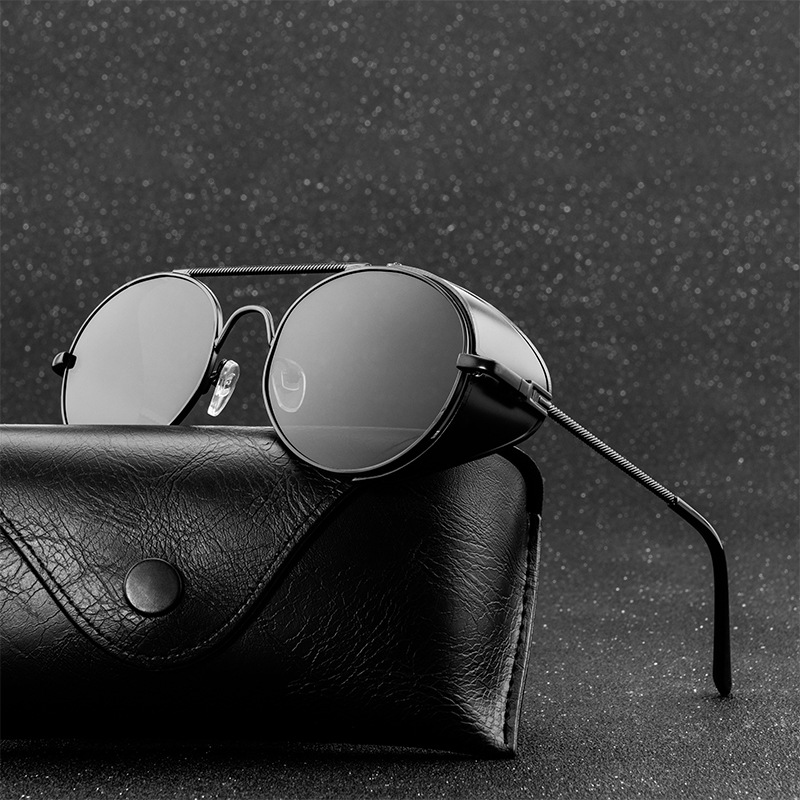 

Retro Steampunk Style Sunglasses Men Women Brand Designer Round Metal Frame Punk Metal Shields Lens Sun Glasses