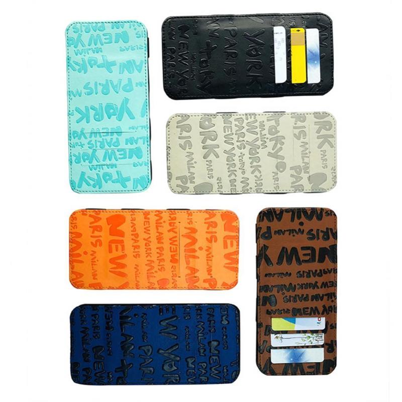 

Card Holders Unisex Letter Print Faux Leather Money Cash Clip Wallet ID Holder, Blue