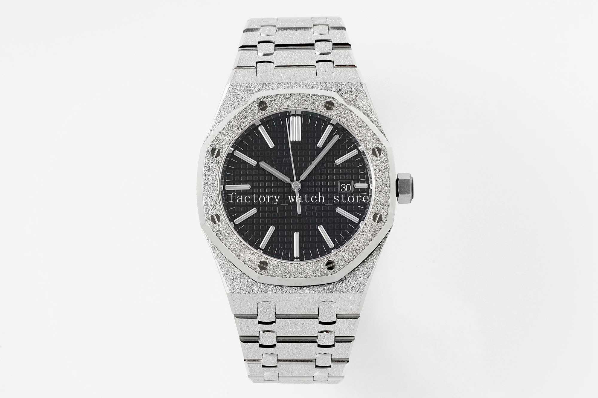 

4 Color High Quality Men's Watches 41mm 15410 black dial Frosted strap Mechanical Automatic Men's Wristwatches