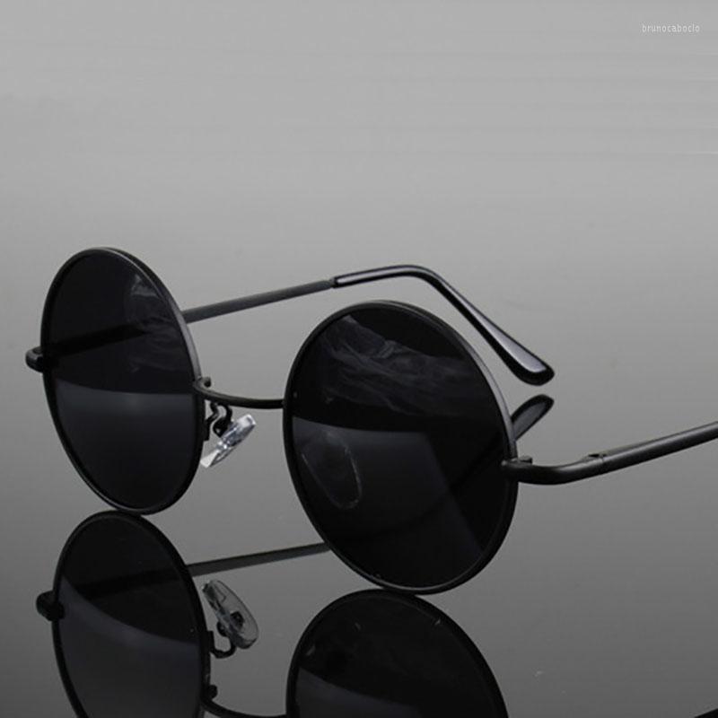 

Sunglasses Retro Small Classic Vintage Round Polarized Men Brand Designer Sun Glasses Women Metal Frame Black Lens Driving UV400