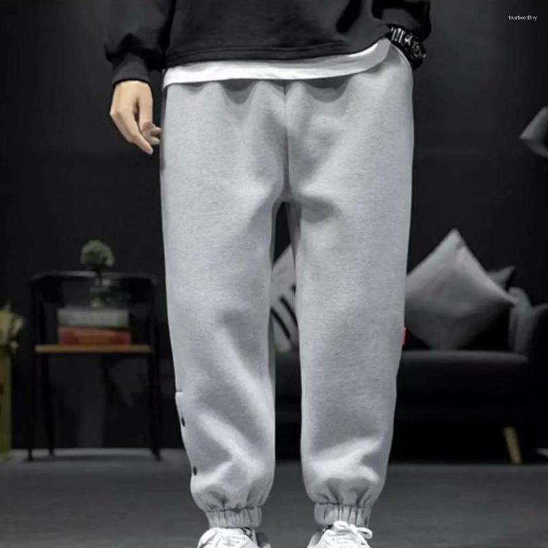 

Men's Pants Sports Breathable Men Loose Drawstring Mid Waist Ankle Tied Trousers, Grey