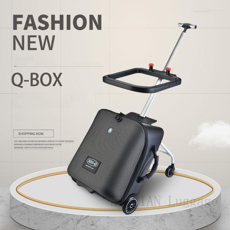 

Suitcases Upgraded Version Baby Ride On Trolley Luggage Lazy Kids Case Box Scooter Suitcase Rolling Carry Ons 20 Inch