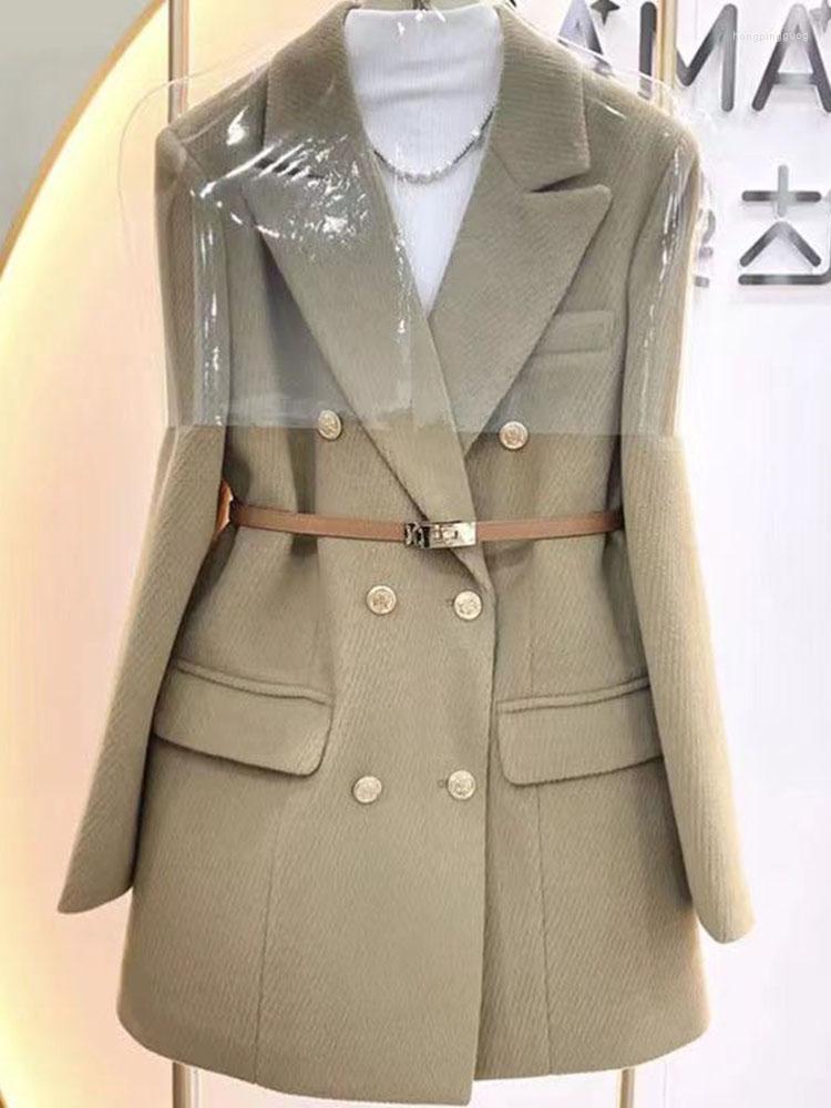 

Women' Jackets Women' Mid-Length Business Coat Casual Buttons Pockets Double-breasted Streetwear Loose Jacket Womens Blazer, Picture shown