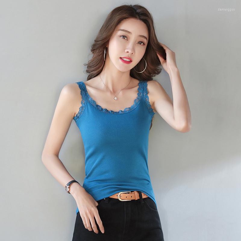 

Women's Tanks Summer Tops 2023 Cotton Tank Top Women Lace Patchwork Camisole Slim Cami Sleeveless Woman Clothes Camis White Moda Mujer, Black