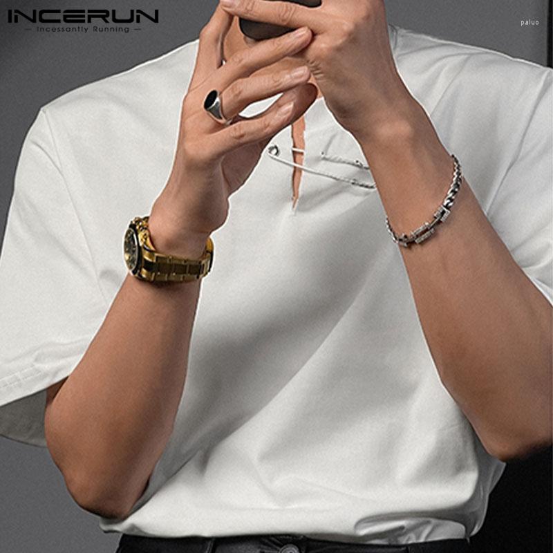 

Men's T Shirts 2023 Men Shirt Solid Color V Neck Short Sleeve Summer Loose Clothing Korean Style Streetwear Casual Tee Tops S-5XL INCERUN, Black