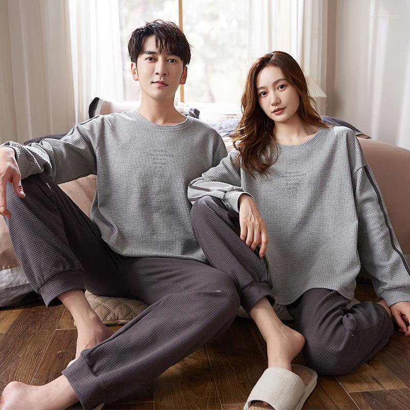 

Women's Sleepwear Spring Autumn Couple Men Women Pajamas Cotton Lover Leisure Nightwear Pijama For Casual Girls Home Clothing Loungewear, Set