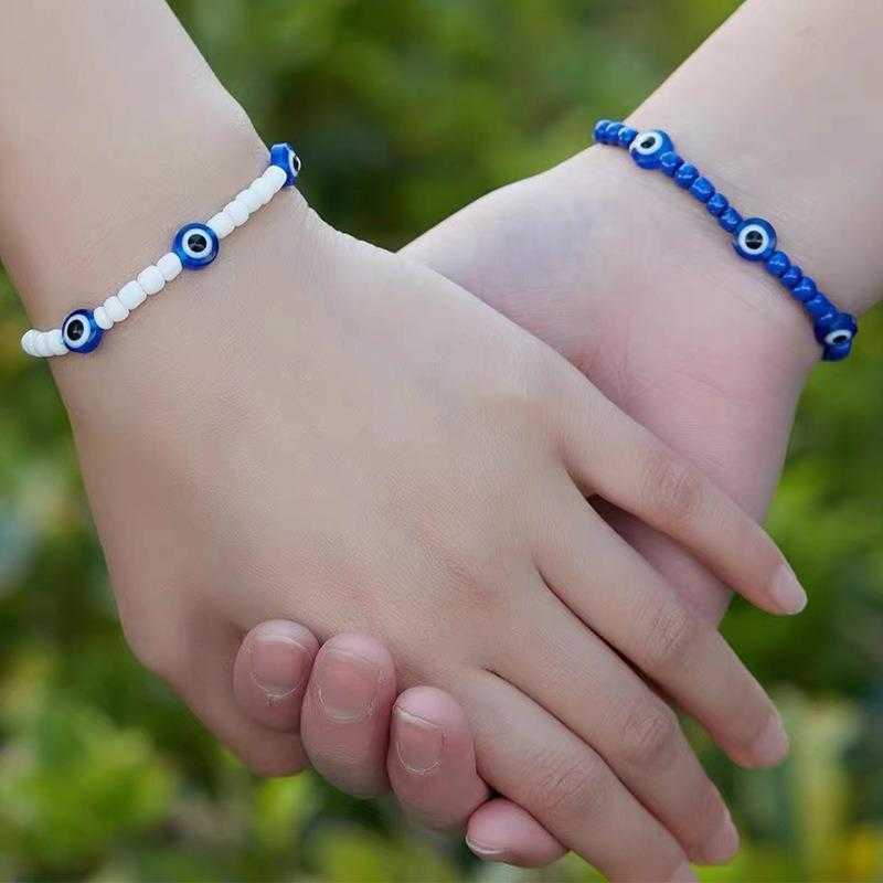 

Devils Eye Beads Bracelet Good Friend Blue Eyes Two Piece