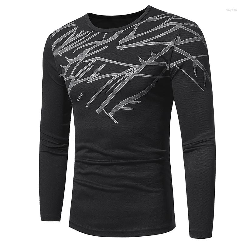 

Men's T Shirts Style Breathable Mesh Printed Slim Fit Long-Sleeved T-Shirt Men Crew Neck Large Size Thin Quick Drying Clothes -40, Red