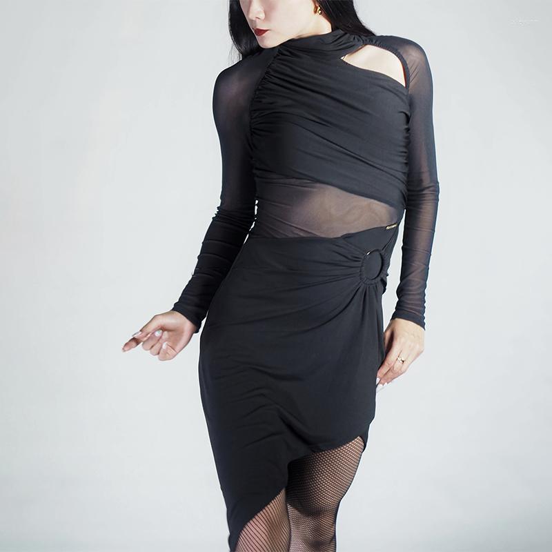 

Stage Wear Sexy Latin Dance Dress Women Designer Clothes Costume Tango Dancewear Samba Mesh Salsa Gatsby JL3856, Black