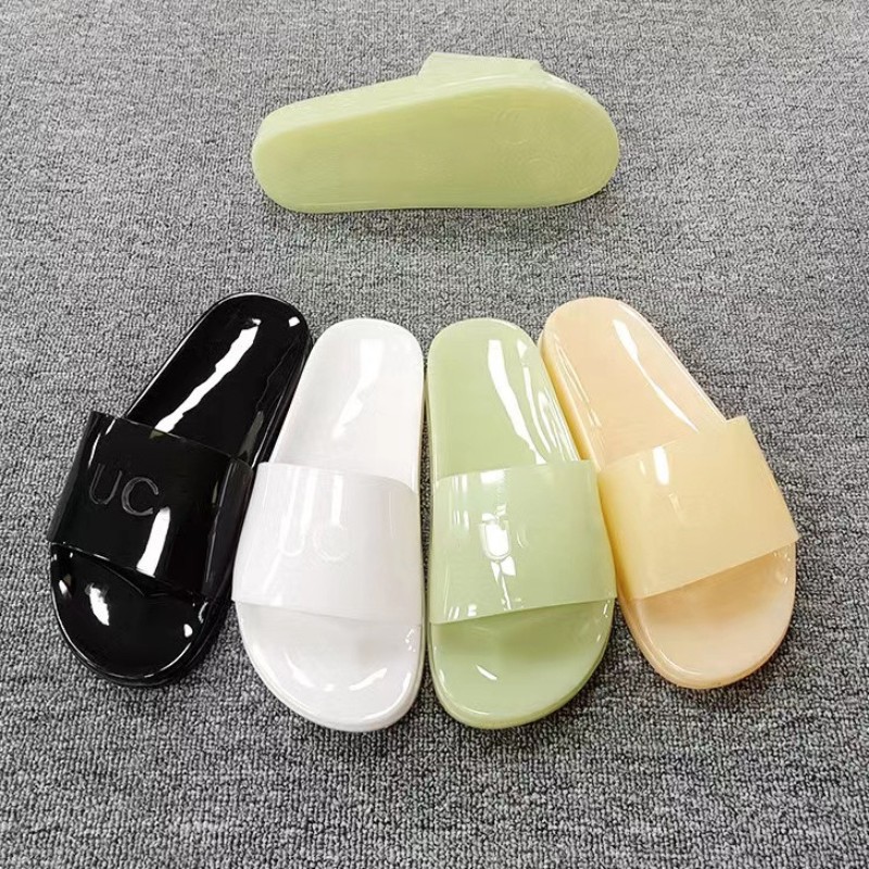 

2023 Hot Jelly Luxury Slippers Women Sandal Crystal Clear Flat Slides Double G Slip On Mules Beach Pool Thick Bottom Sliders Platform Alphabet Shoes 35-41 PVC Scuffs, Ggi5044