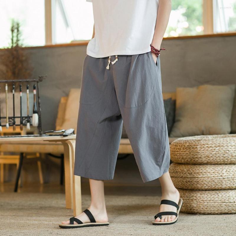 

Men's Pants Stylish Summer Trousers Casual Drawstring Wide Leg Plus Size Men Daily Wear, Grey