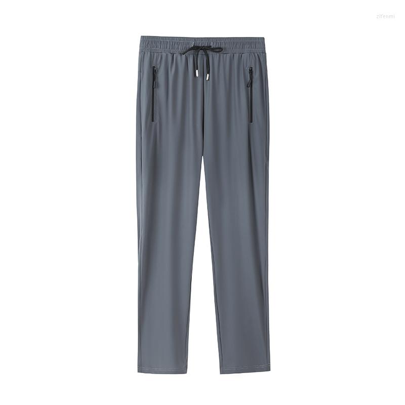 

Men' Pants Ice Silk For Men' Summer Lightweight 2023 Trend Zipper Fitness Elastic Quick Drying Sports Casual, Black