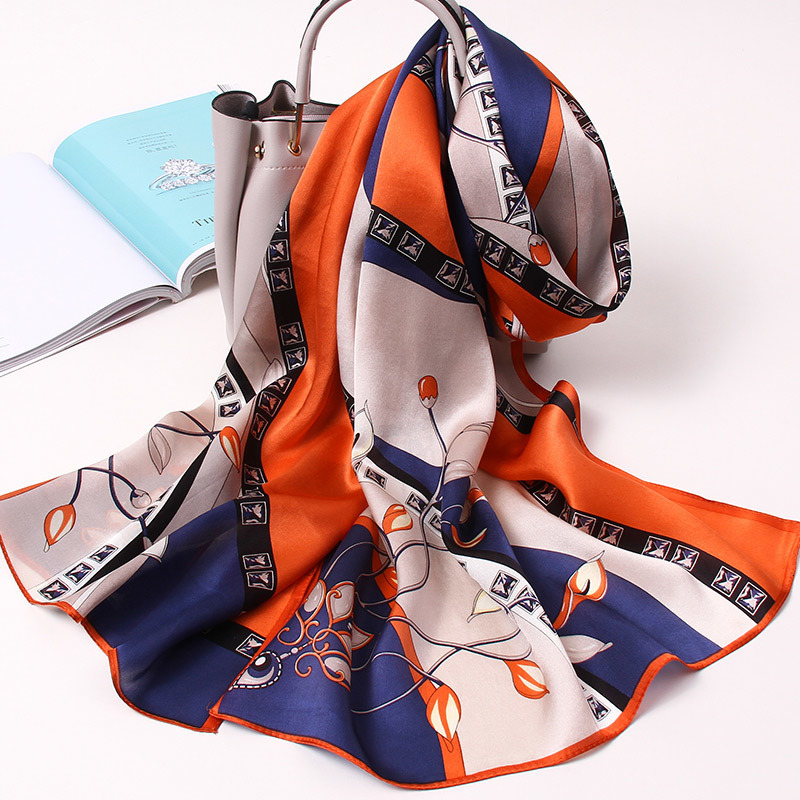 

Sarongs 100% Silk Long Scarf Women Hangzhou Natural Silk Scarves Shawl Wraps Bufanda Headscarf Foulard Femme Print Silk Neck Scarf 230509