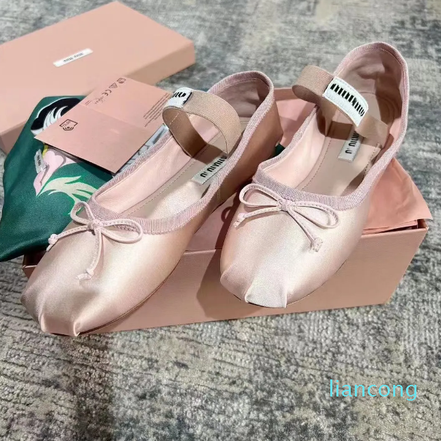 

sandal Dance Shoes 2023 Satin ballerinas mm Platform Bowknot Shallow Mouth Single Shoe flat sandals for women 35-40, #2