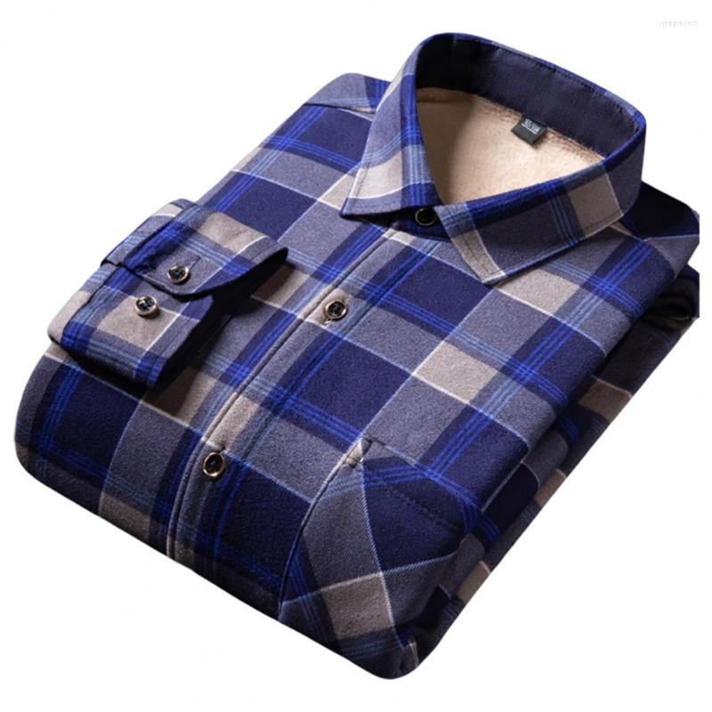 

Men's Casual Shirts Trendy Autumn Shirt Cardigan Contrast Color Father Winter Plush Men For Daily Wear, Blue