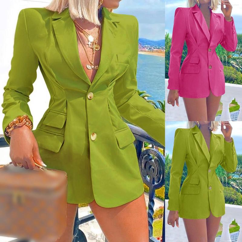 

Women's Suits 2023 Candy Color Solid Long Sleeve Slim Temperament Suit Coat Graphic Japanese Style Gothic Outfits, Green