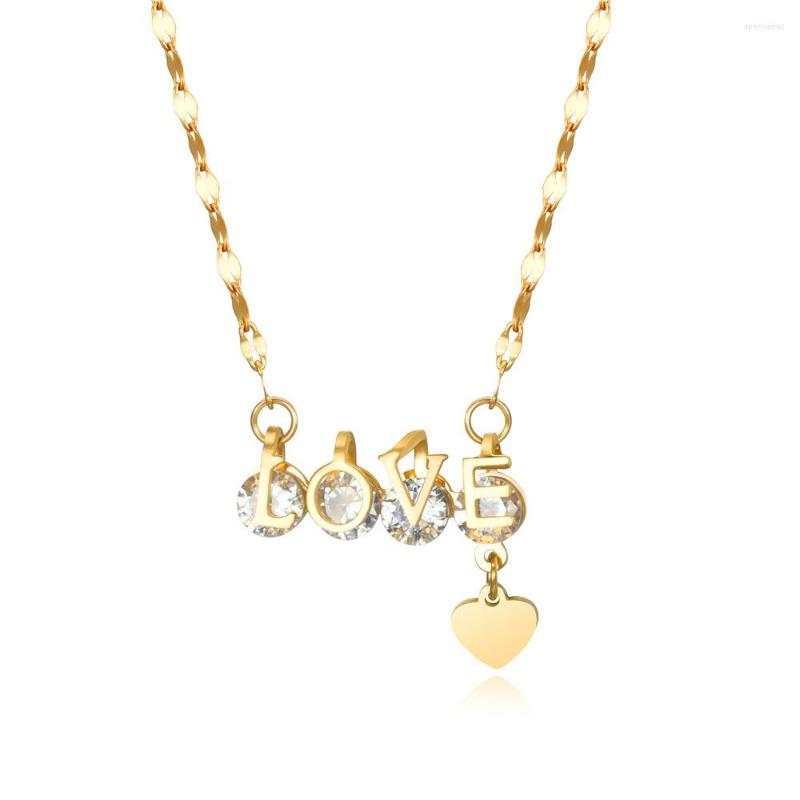 

Chains Necklace For Women Love Rose Gold Color Spinner Zircon Heart Anxiety Fidget Pendant Clavicle Chain Lover Christmas Gift Ideas