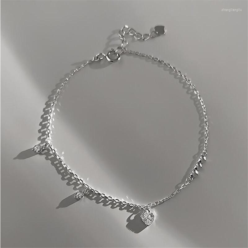 

Link Bracelets Fashion Tassel Crystal Heart Charm Bracelet&Bangle For Women Girls Elegant Wedding Jewelry Pulseras Sl525